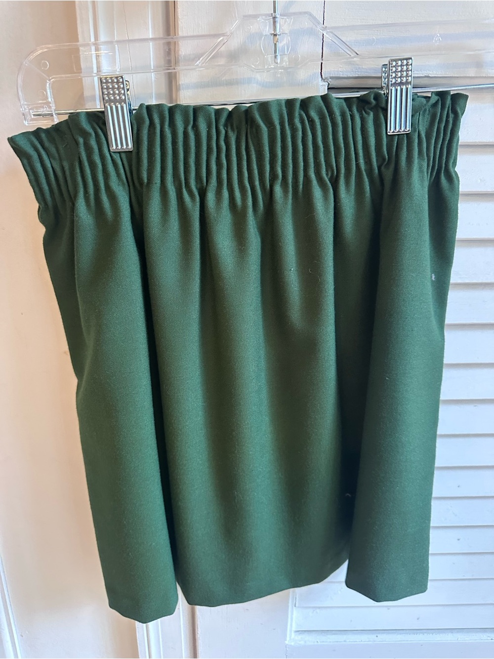 J. Crew Wool Dark Green Elastic-Waist Mini Skirt